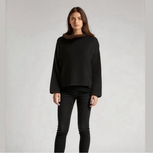 Mel & Lisa Vintage Silk Cashmere Blend Mink Fur Black Medium